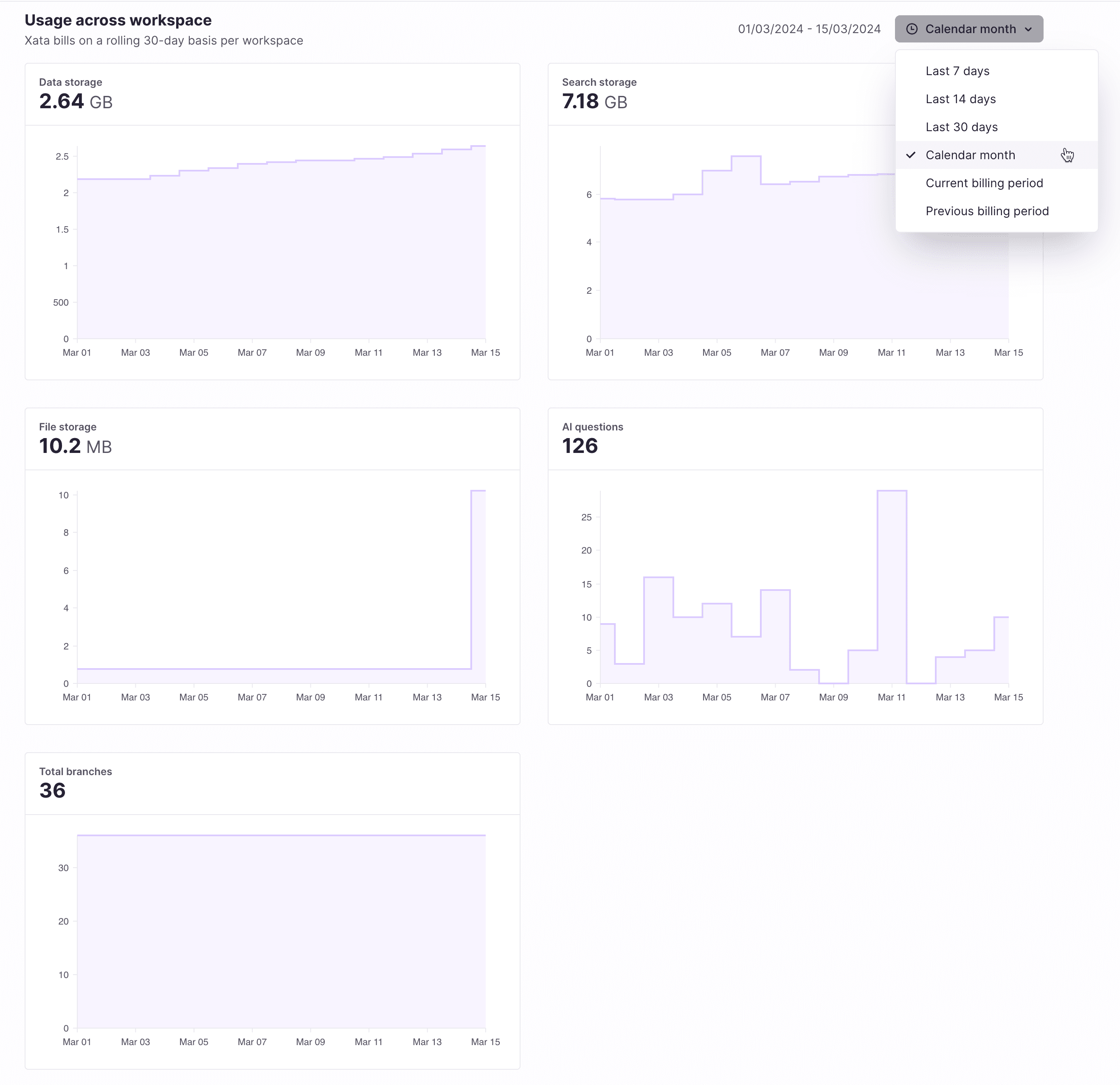 Pro workspace Usage page